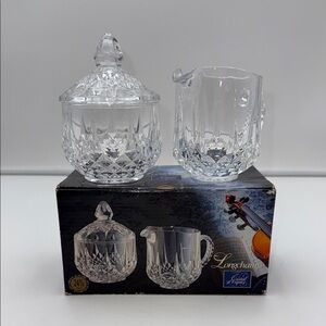 Longchamp Lead Crystal Sugar Bowl & Creamer Set by Cristal D'Arques - Durand.